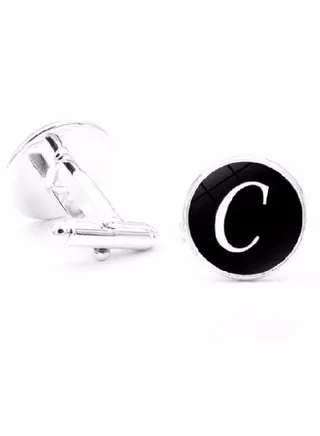 Personalized  English Letter C Shape Cufflinks Mens French Shirt Cufflinks 