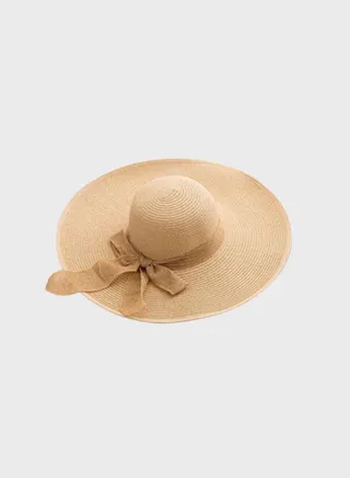 Wide Brim Straw Hat Beige 