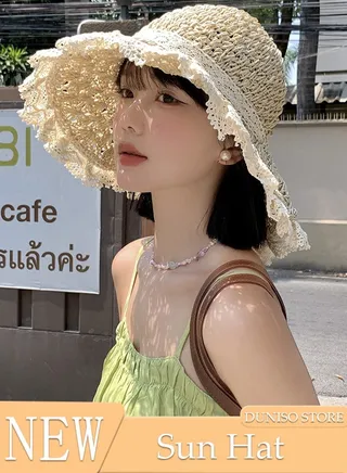 Women's Foldable Sun Straw Hat Big Bowknot Summer Hollow out Straw Hat Wide Brim Roll Up Beach Cap UV Protection UPF50+ for Vacation Outdoor Activities 