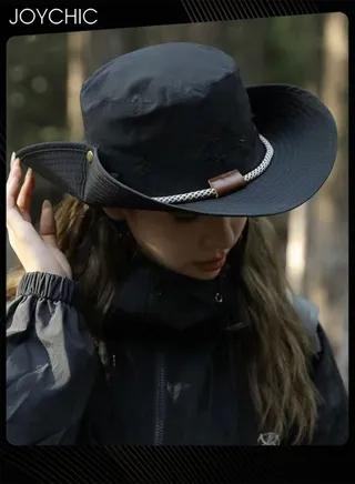 Women Spring Summer Wide Brim Sun Protection Fishing Cap for Outdoor Camping Adventure Quick Dry Breathable Bucket Hat Cowboy Hat Black 