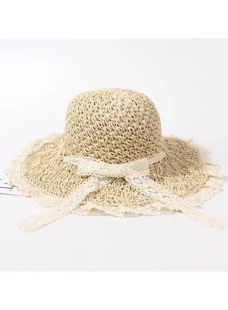 New Fashionable and Elegant Straw Hat with Bow Tie Straw Hat 