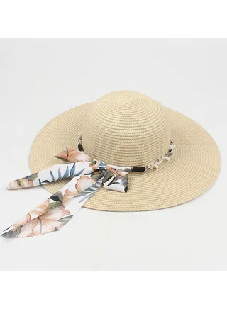 New Hat Children's Fashion Print Ribbon Beach Sunshade 