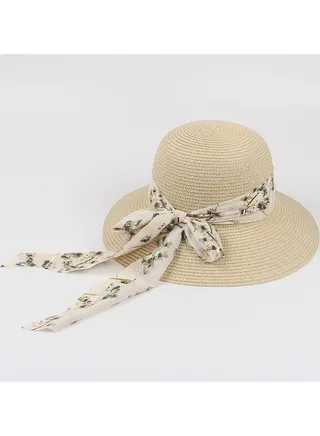 New Fashion Ribbon Bow Straw Hat 
