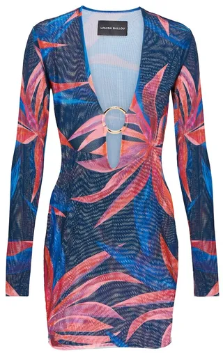 Helios printed mesh minidress