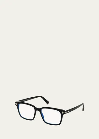 Men's Blue Block 54mm Square Acetate Optical Glasses