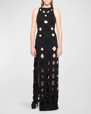 Sleeveless Cut-Out Jersey Maxi Dress