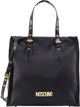 Moschino Logo Lettering Plaque Shoulder Bag