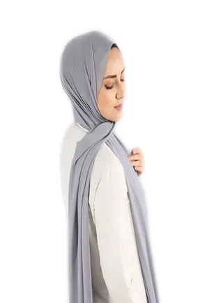 حجاب من فتاه - اسكارف - طرحة شيفون كريب مقاس مناسب - رمادي فاتح 