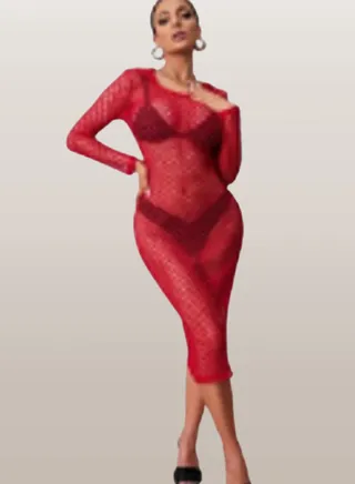 Women's lingerie set, elegant mesh, consisting of 3 pieces with long sleeves and a hood 