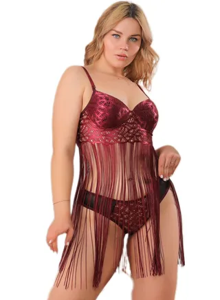 Lingerie Babydoll Playsuit 945 Maroon 