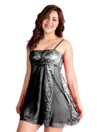 Short Lingerie Babydoll Dress 730 Black 