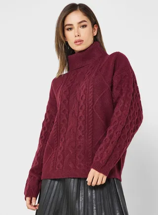 Turtle Neck Knitted Sweater