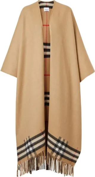 Burberry Wool-Cashmere Check Cape