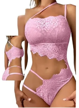 Short lingerie playsuits, elegant nightgown, babydoll, pink, for women, from Four H, code 215 