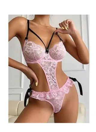 لانجيرى بيبى دول قصير بلاى سوتس وردي قميص نوم حريمى انيق من Four H كود 298 