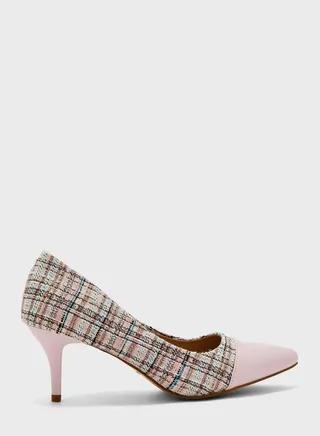 Pointed Tweed  Pumps 