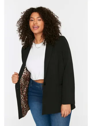 Plus Size Blazer - Black - Blazers 