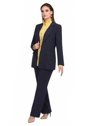 Tailored Notch Lapel Blazer With Lining - Navy 