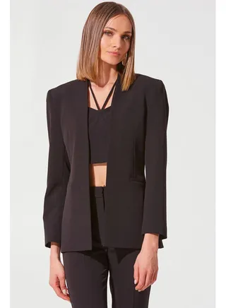 Collarless blazer 