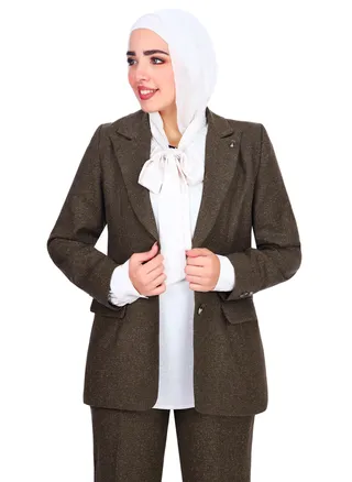Tailored Womens Soft Tweed Blazer With Lining - Dark Brown 