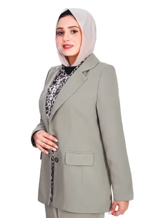 Tailored Notch Lapel Blazer With Lining - Cafe 