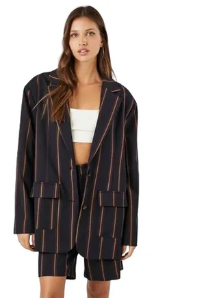 Striped Single-Breasted Blazer 
