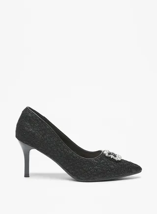Women's Embellished Slip-On Pumps with Stiletto Heels 