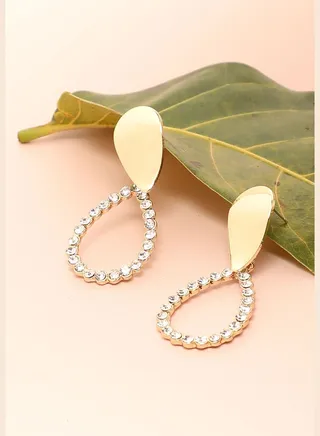 Gold Plated Designer Stone Drop Earring