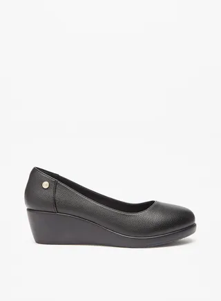 Womens Solid Slip On Pumps with Wedge Heels 