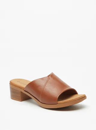 Le Confort Solid Slip-On Open Toe Sandals With Block Heels 