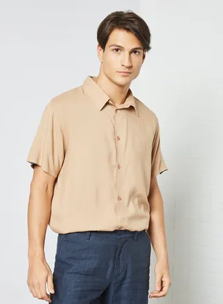 Plain Dyed Shirt Brown 
