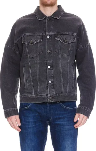 Palm Angels Long Sleeved Logo Printed Denim Jacket