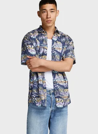 Leaf Print Regular Fit Shirt 