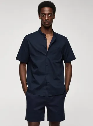 Essential Mandarian Collar Regular Fit Shirt 