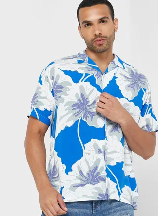 Leaf Print Relaxed Fit Shirt 