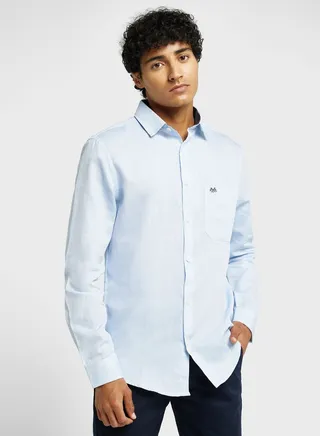 Thomas Scott Classic Self Design Pure Cotton Slim Fit Formal Shirt 