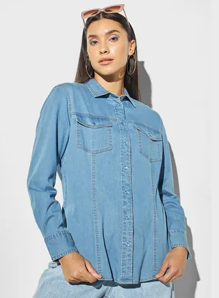 Pocket Detail Denim Shirt 