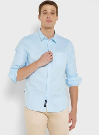 Spread Collar Classic Slim Fit Pure Cotton Casual Shirt 