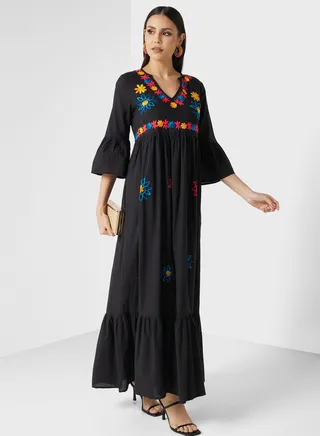 Embroidered Tiered Jalabiya