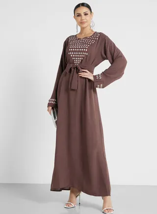 Embroidered Belted Jalabiya 