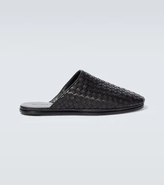 Intrecciato leather slippers