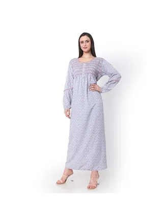 SMOKING DESIGN WITH FLORAL PRINT RAYON ARABIC JALABIYA KAFTAN 