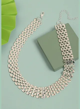 Silver Plated Designer Western Wear Choker Necklace For Women