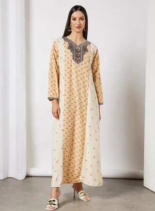 Printed Jalabiya In Cotton 