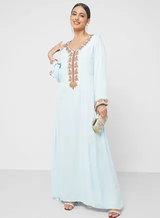 Embroidered Knitted Jalabiya