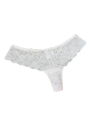 Low Waist Hollow-Out Lace Brief White 