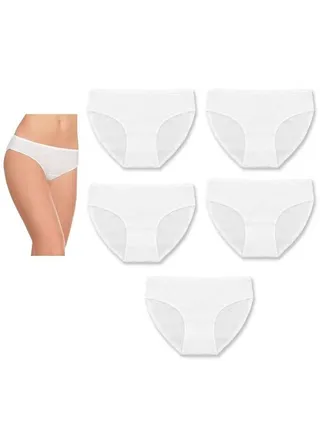 5 Pieces Disposable Underwear White Bikini Underwear Women Travel Panties Disposable Breathable Briefs for Women Girls Travel Hospital Fitting, Individually Wrapped(SIZE:L) 