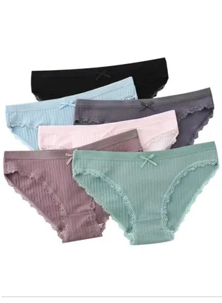 6-Piece Cotton Bikini Breathable Panties Low Waist Fashionable Ladies Charming Thick Bottom 
