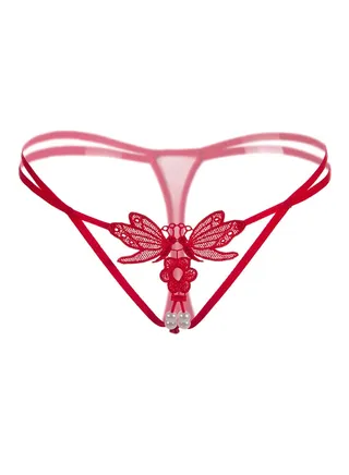 Exquisite Embroidery Low Waist Briefs Red 