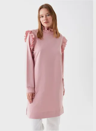 Round Neck Ruffled Tunic 